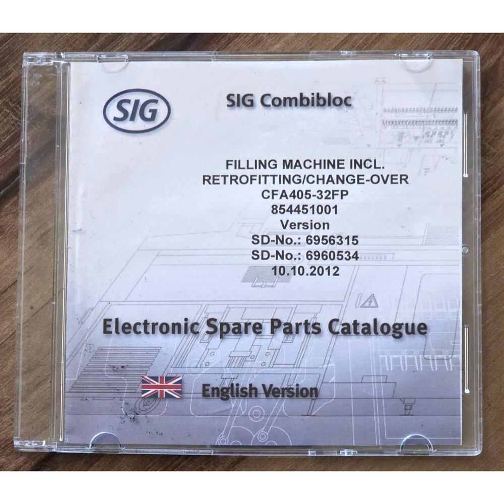 SIG Combibloc Filling Machine CFA405-32FP Electronic Spare Parts Catalogue Disc